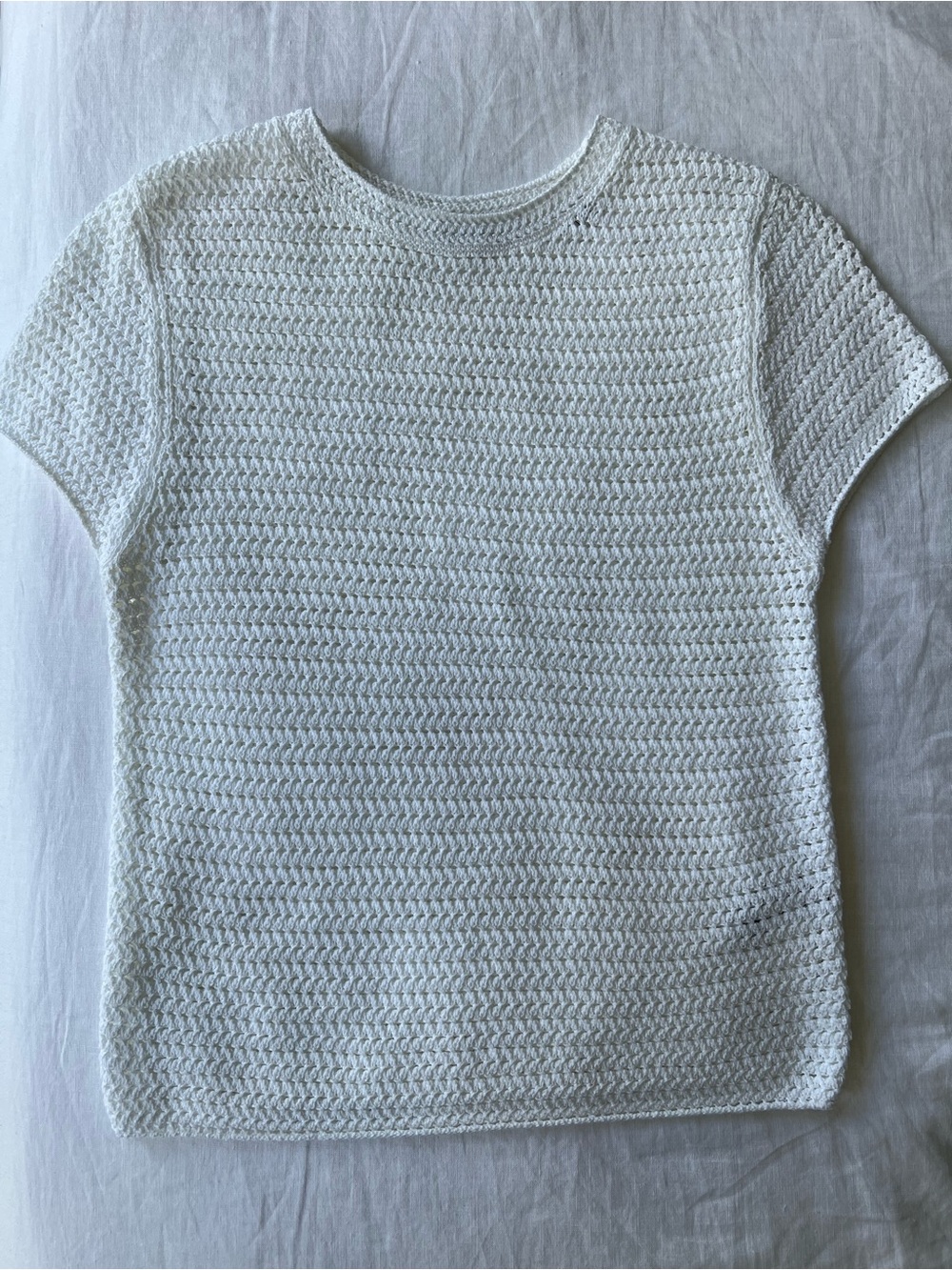 Vince Cotton Crochet Knit Crewneck Short Sleeve Top Size S EUC